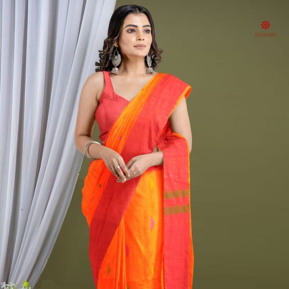 DIGNUM Other - Marigold Orange Handloom Cotton Saree